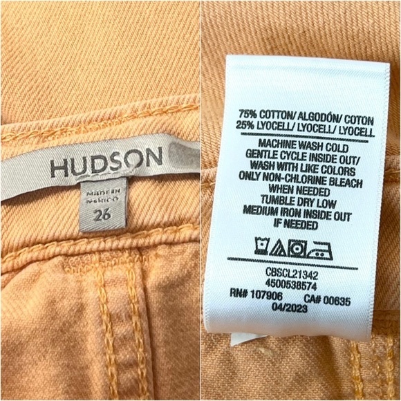 HUDSON JEANS 90s Orange Creamsicle High Rise Wide Leg Utility Cargo Pants 26 - Picture 7 of 9
